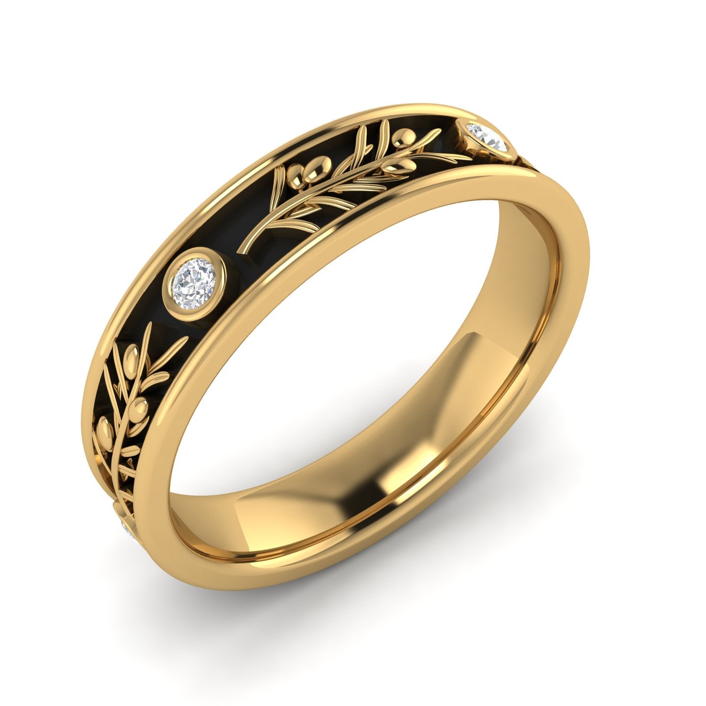 AURELIA | 14K Olive Branch Diamond Wedding Ring