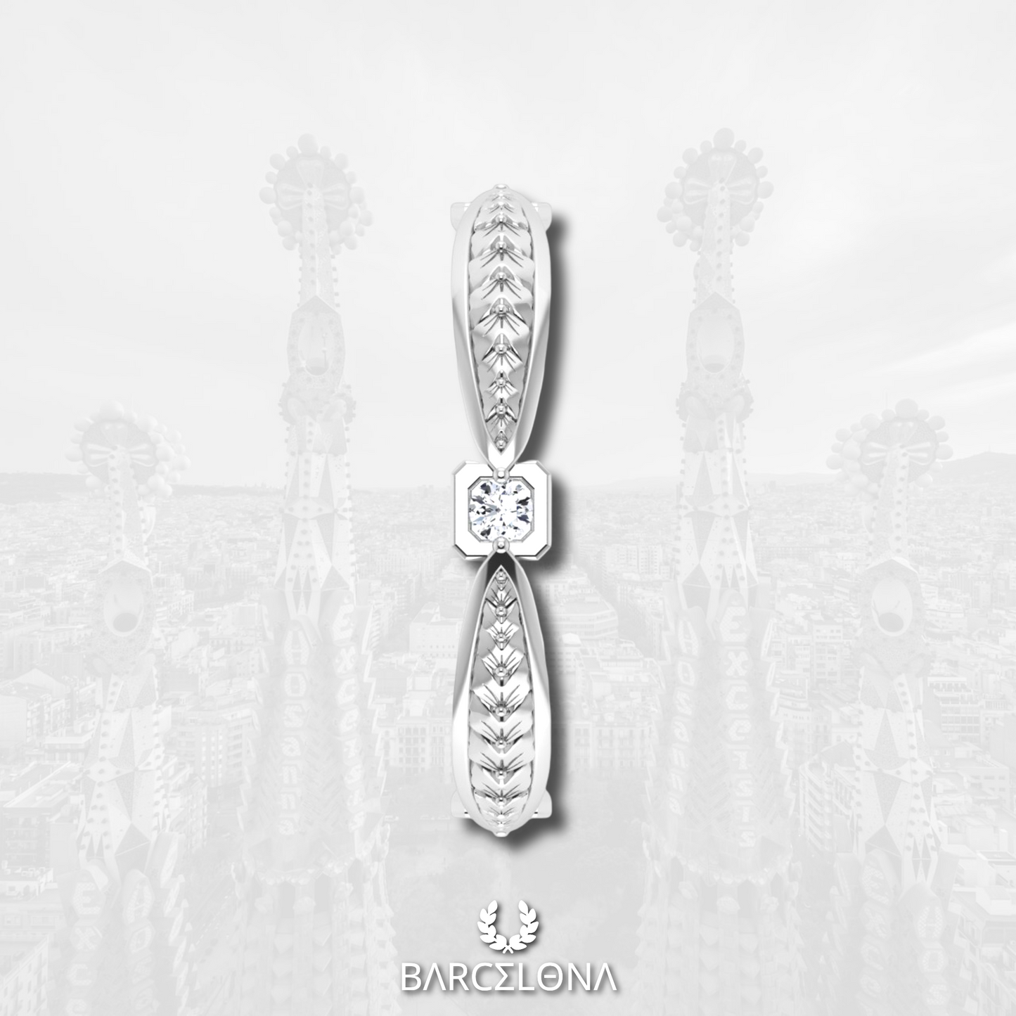 BARCELONA | 14K Hand-engraved Diamond Eternity Wedding Band