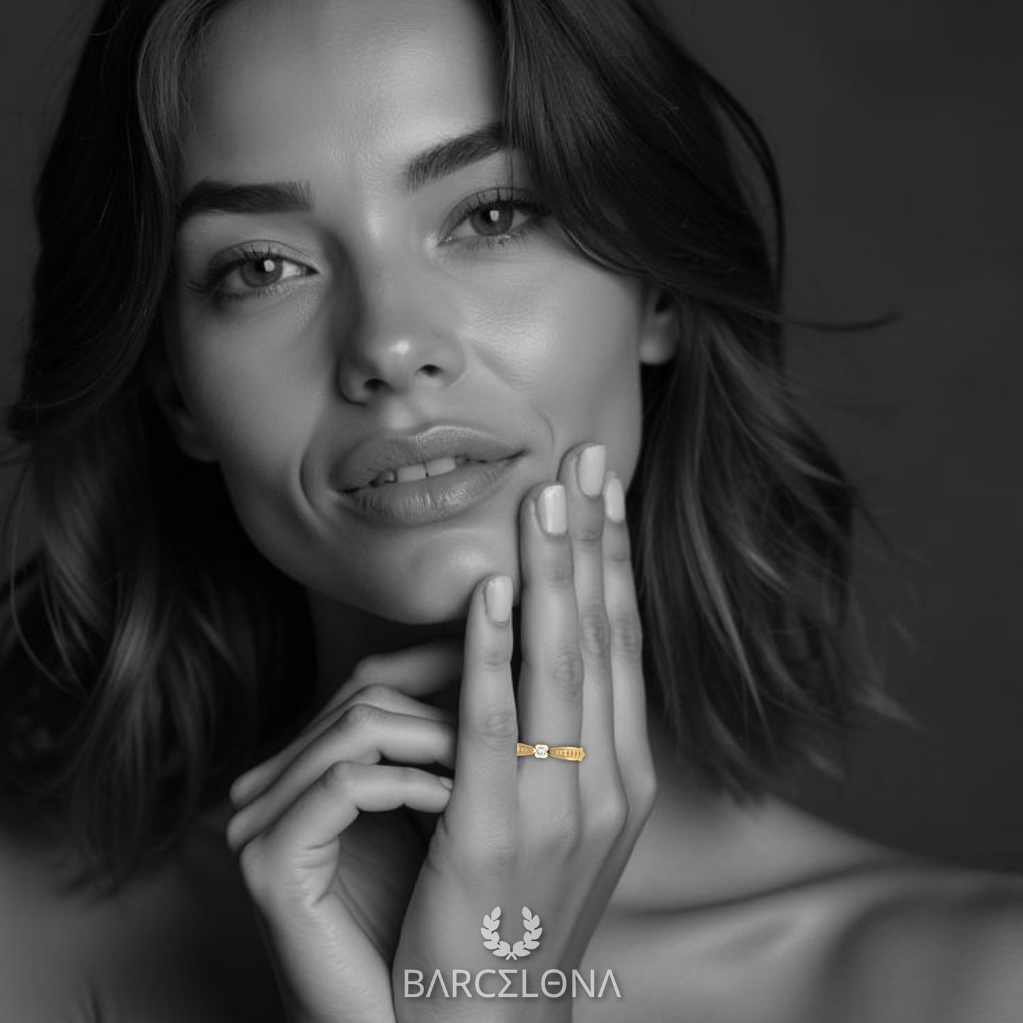 BARCELONA | 14K Hand-engraved Diamond Eternity Wedding Band