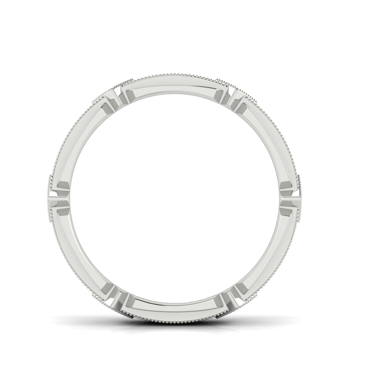 FLORENTIA. Hand-Carved Double-level Diamond Wedding Band