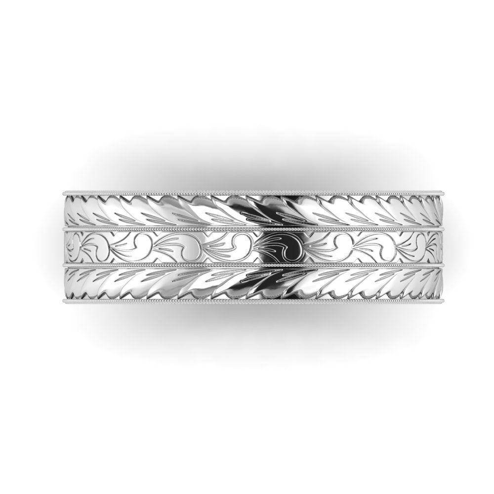 MAGNA | 14K Unisex All-around Hand-carved Wedding Ring