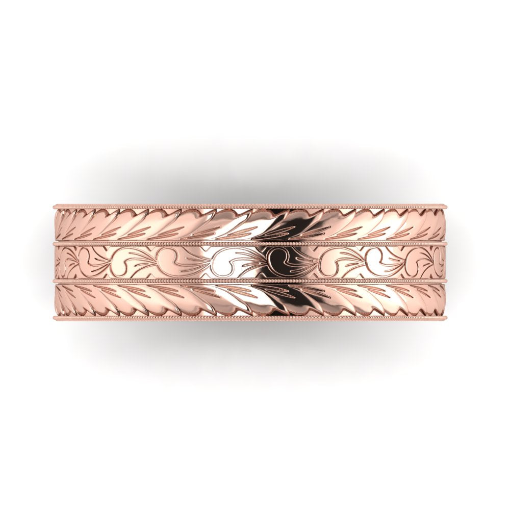 MAGNA | 14K Unisex All-around Hand-carved Wedding Ring