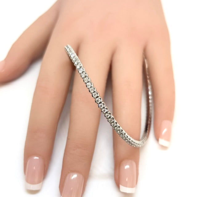 2 Ct Diamond Flexible Dangle Bracelet, Handmade in Italy