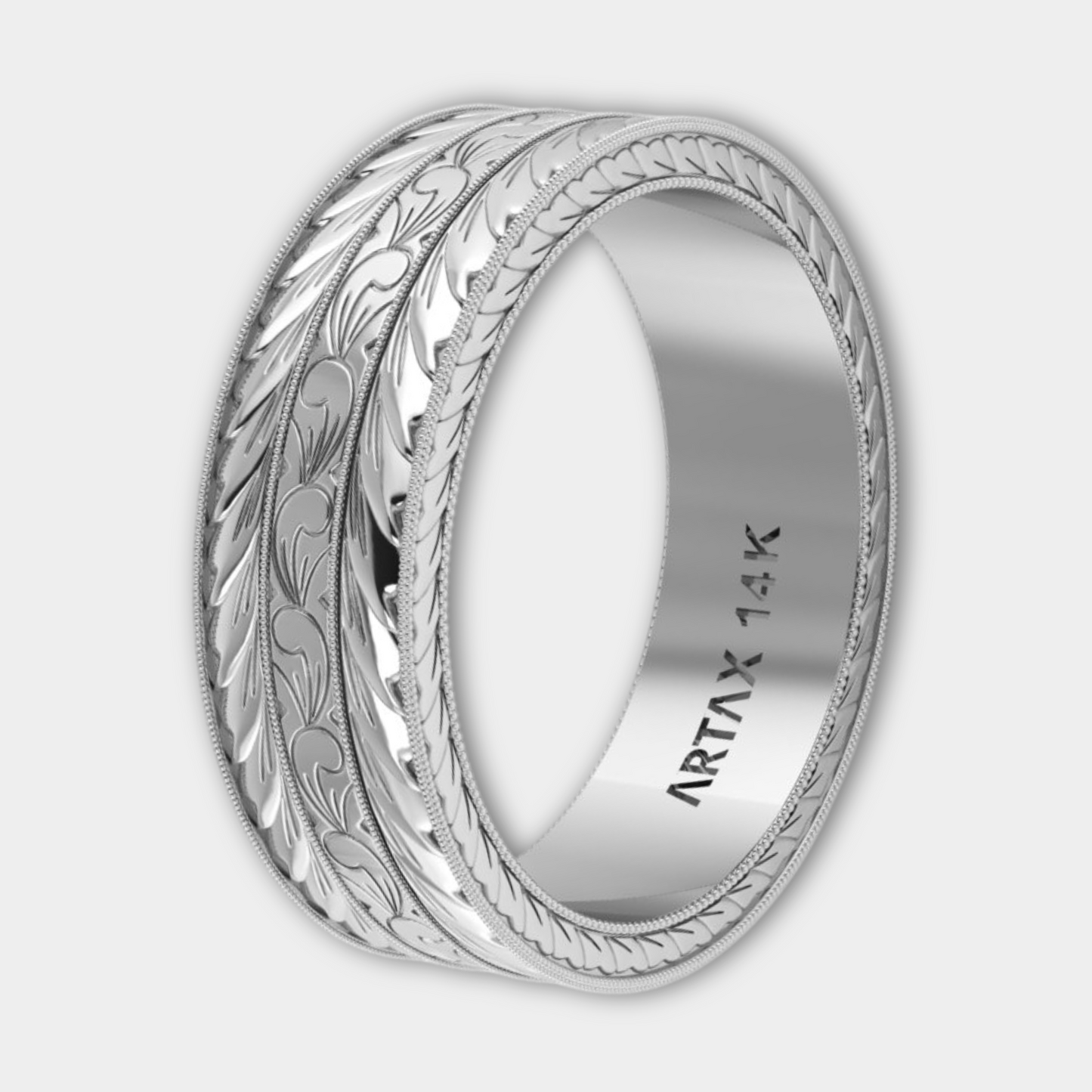 MAGNA | 14K Unisex All-around Hand-carved Wedding Ring