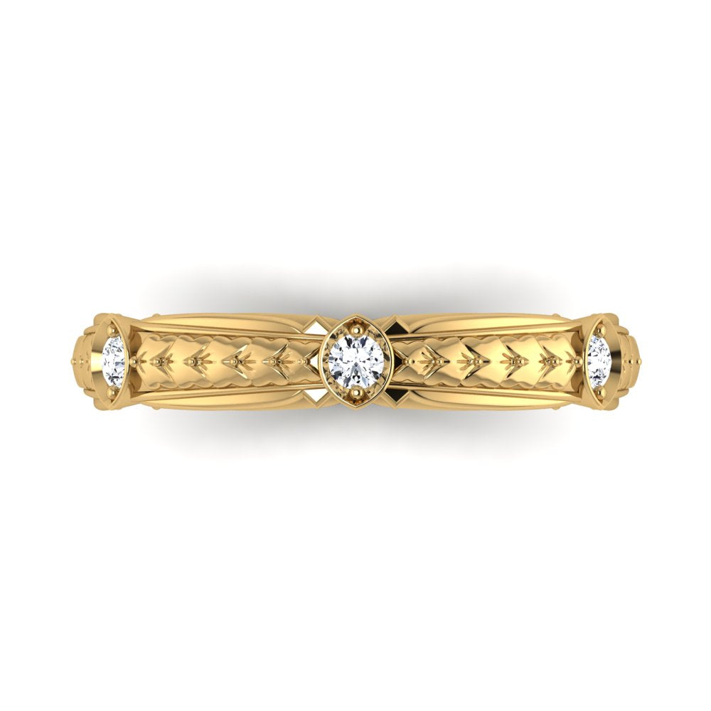 PARIS | 14K Hand-Engraved Pave Diamond Wedding Ring