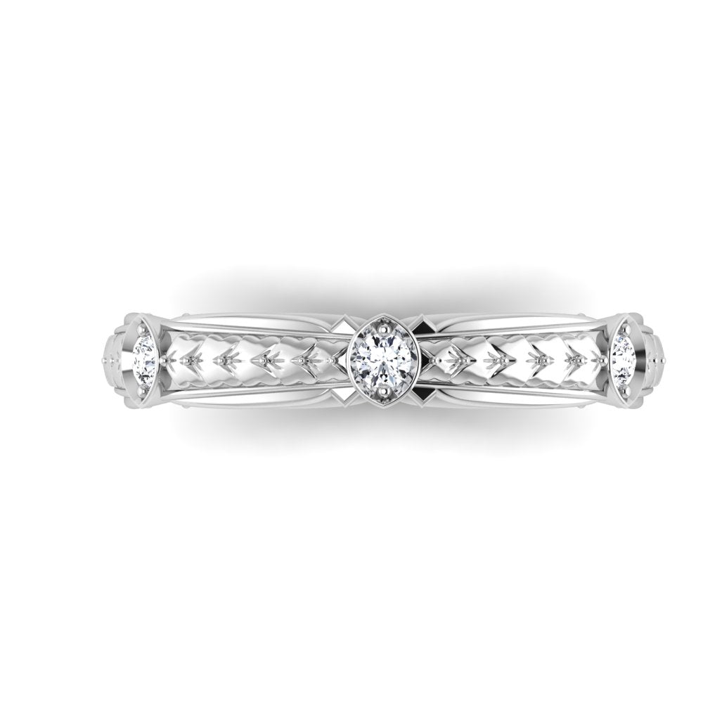 PARIS | 14K Hand-Engraved Pave Diamond Wedding Ring