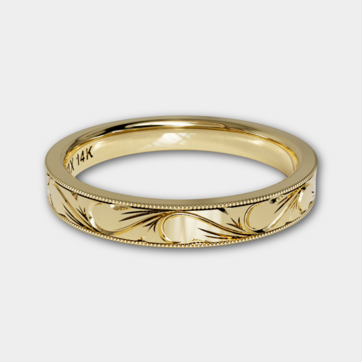 SCROLL | 14K Hand-Carved Eternity Wedding Band