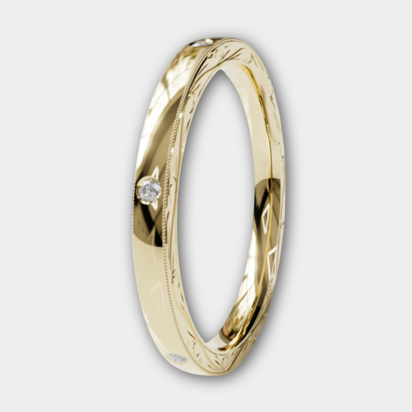 SICILIA | 14K Hand-Carved Diamond Wedding Band