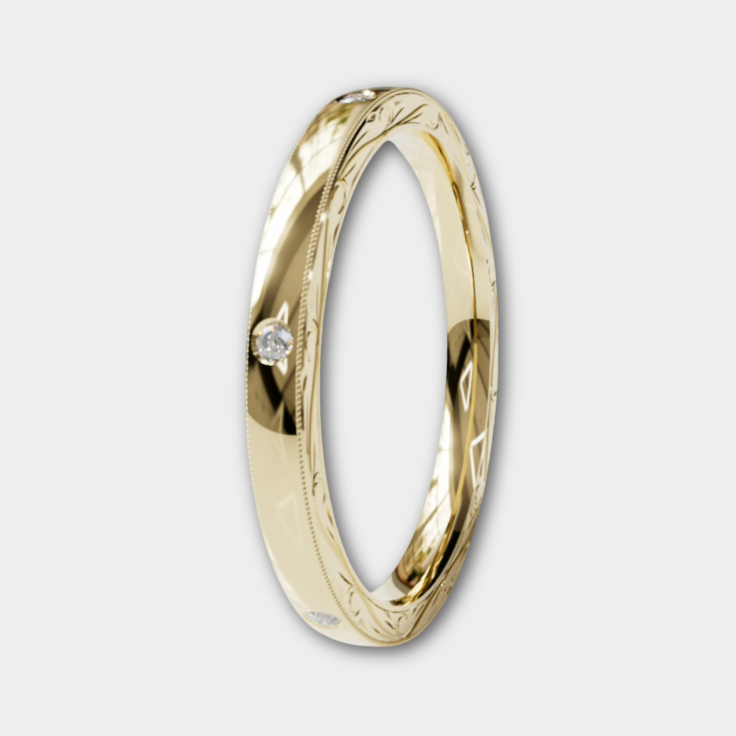 SICILIA | 14K Hand-Carved Diamond Wedding Band