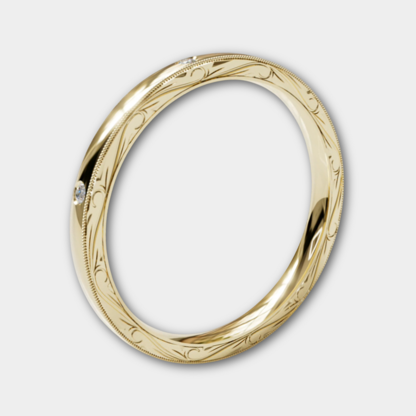 SICILIA | 14K Hand-Carved Diamond Wedding Band