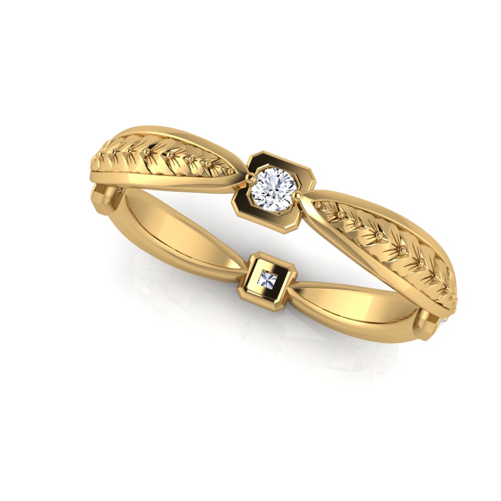 BARCELONA | 14K Hand-engraved Diamond Eternity Wedding Band
