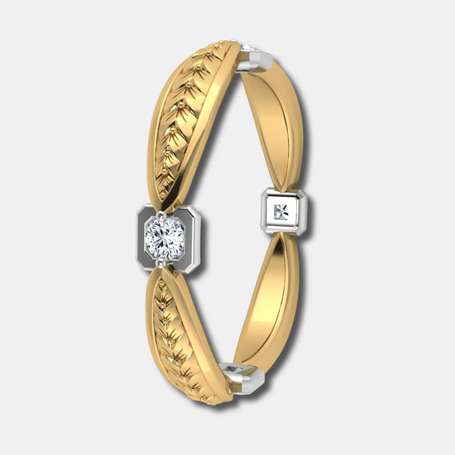 BARCELONA | 14K Hand-engraved Diamond Eternity Wedding Band