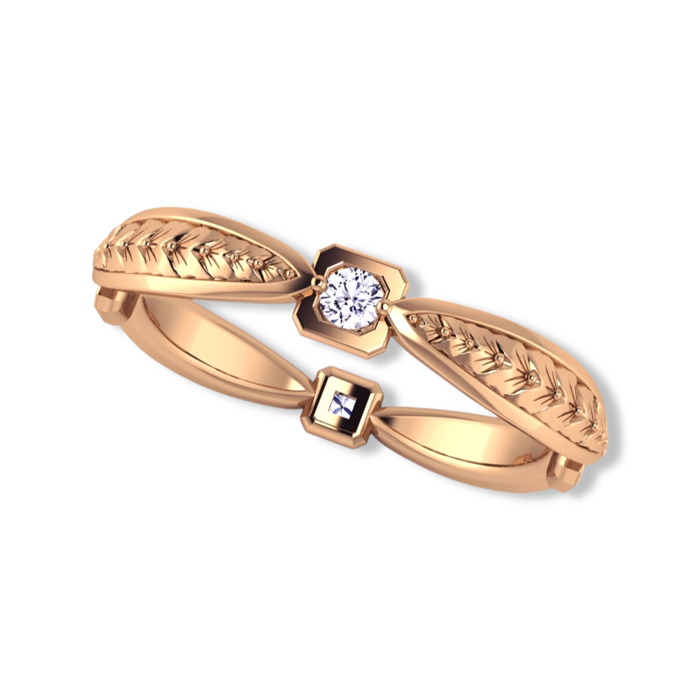 BARCELONA | 14K Hand-engraved Diamond Eternity Wedding Band