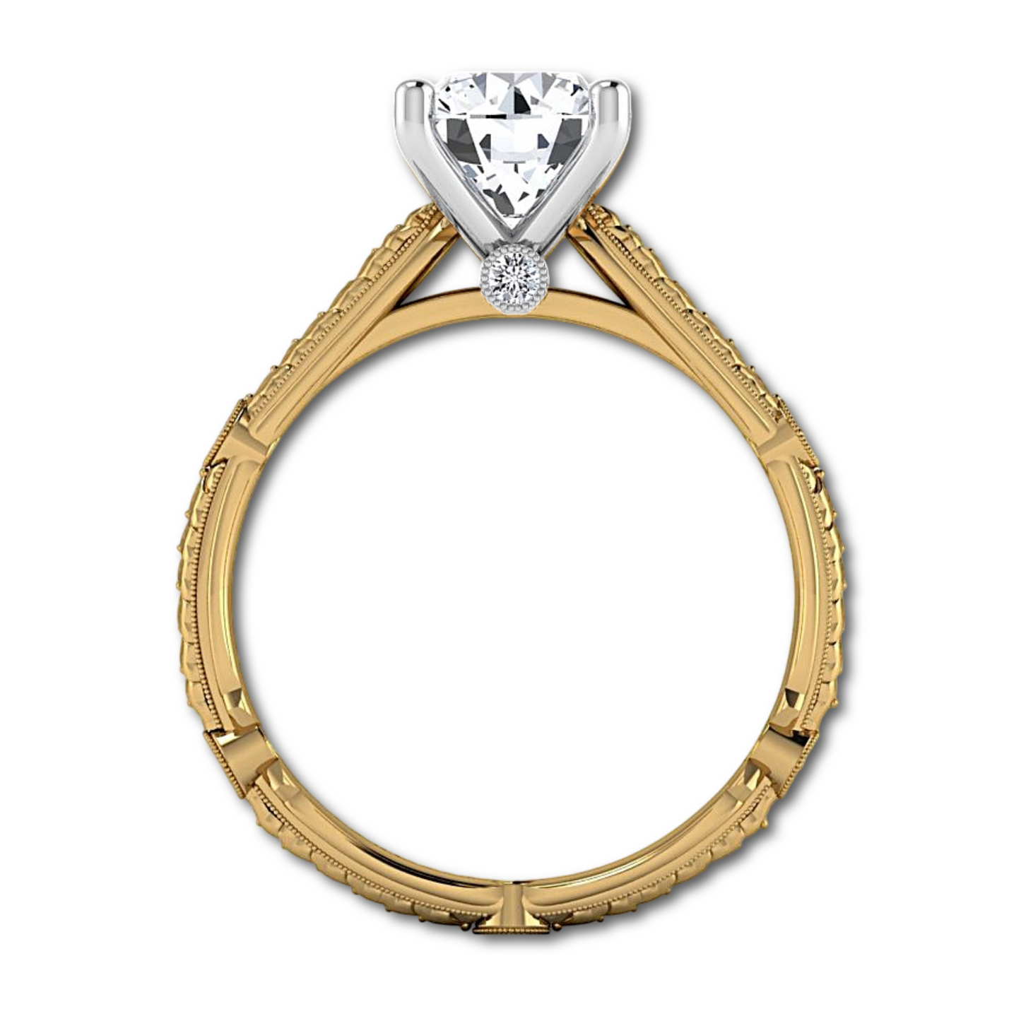 PARIS-E | 14K Hand-Engraved Diamond Engagement Ring
