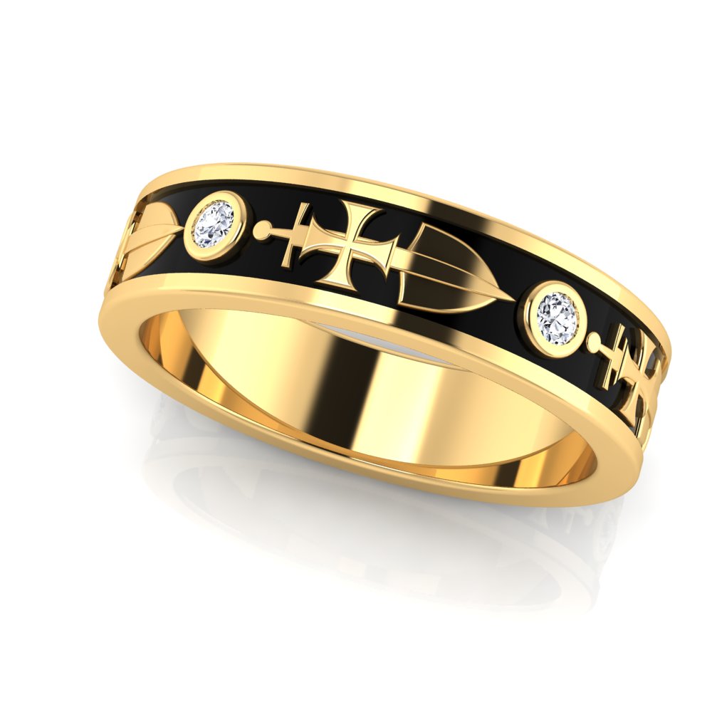 RECONQUISTA| Cross Sword Shield Symbolic Diamond Wedding Band, Index Ring