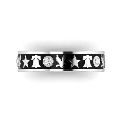 AMERICANA | 14K American Patriot Wedding Band, Index Ring
