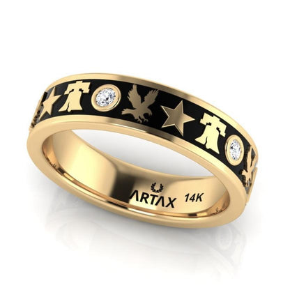 AMERICANA | 14K American Patriot Wedding Band, Index Ring