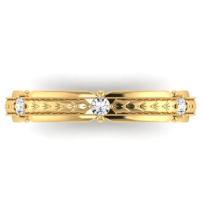 ROME. 14K Hand-Engraved Double-Level Diamond Wedding Band