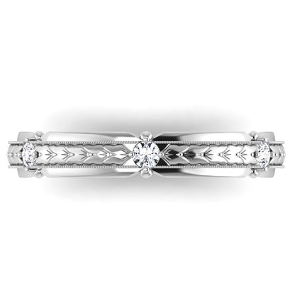 ROME. 14K Hand-Engraved Double-Level Diamond Wedding Band