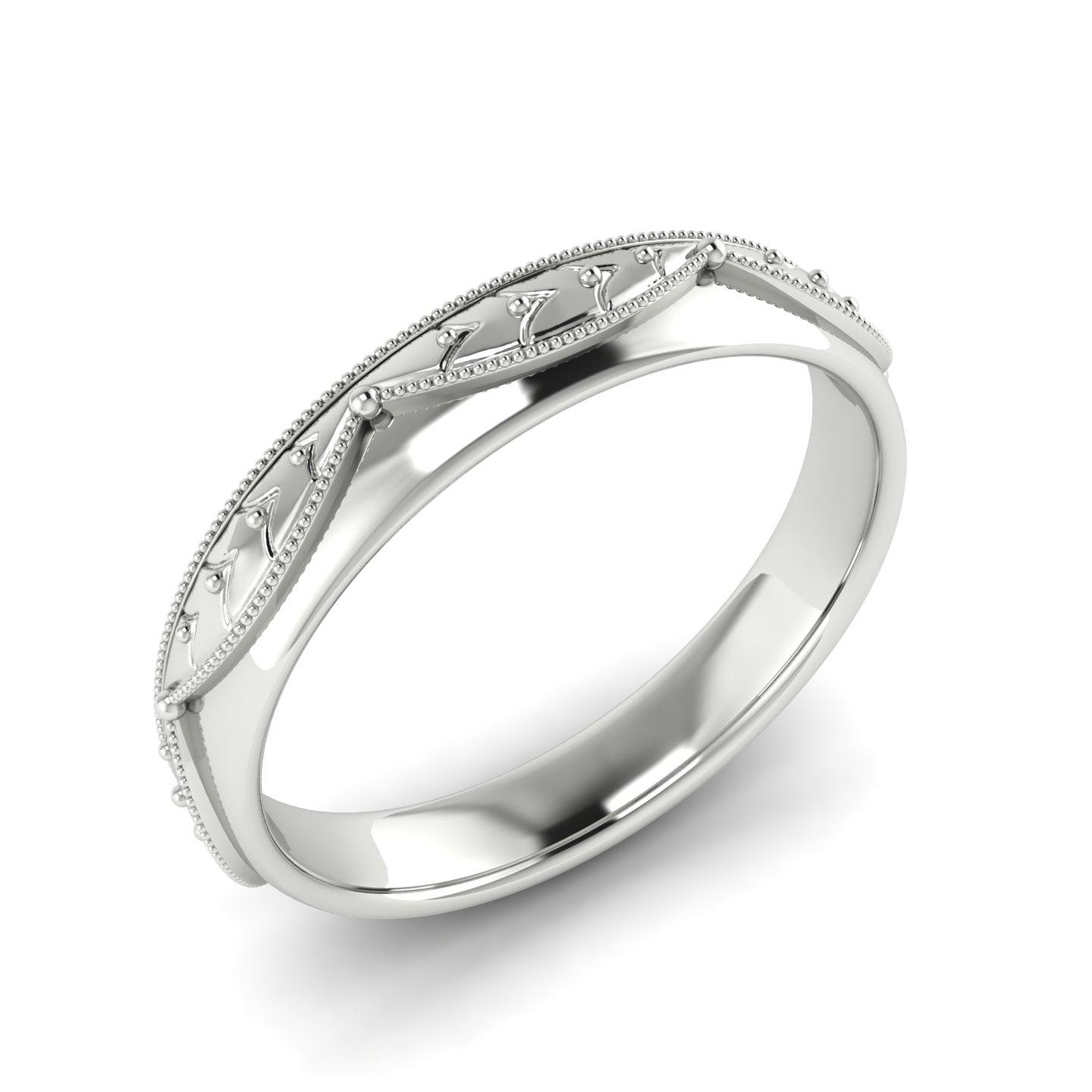 VERONA | Hand-Engraved Curtain Pattern Double-Level Eternity Wedding Ring, Stacking Band