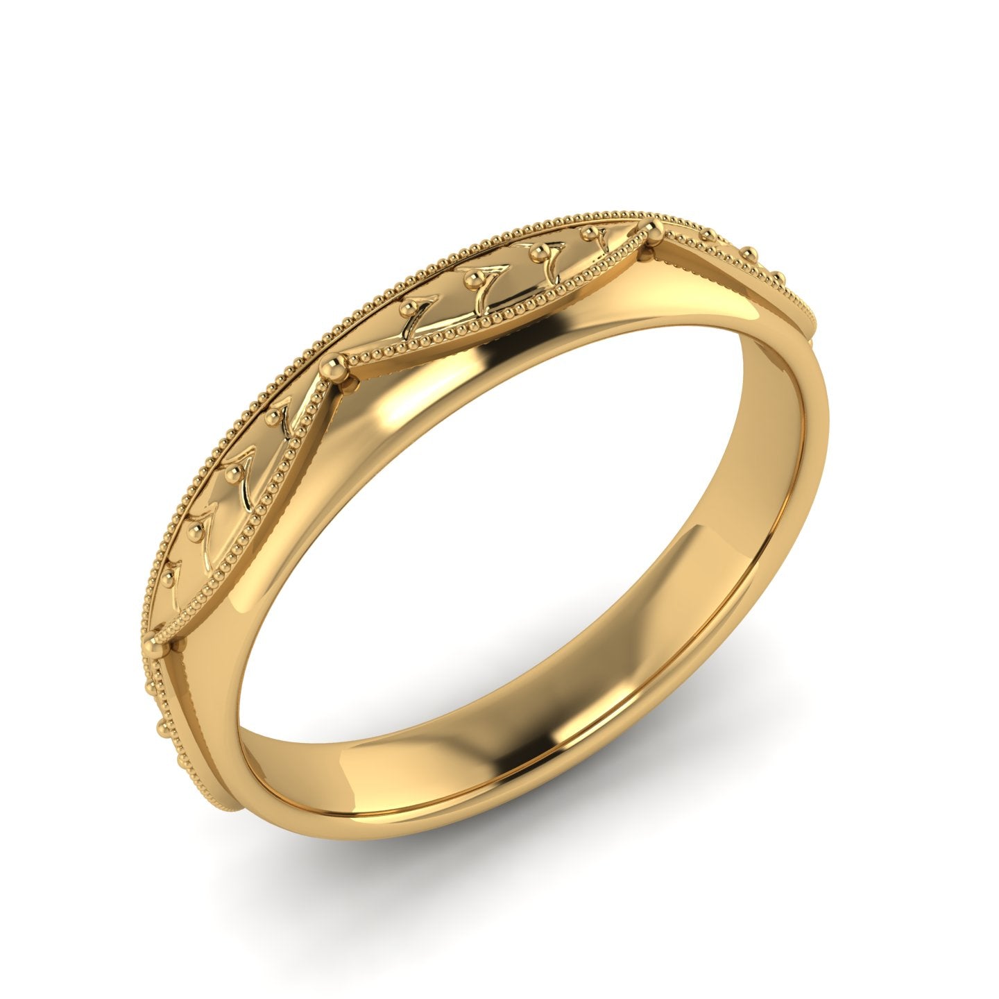 VERONA | Hand-Engraved Curtain Pattern Double-Level Eternity Wedding Ring, Stacking Band