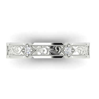FLORENTIA. Hand-Carved Double-level Diamond Wedding Band