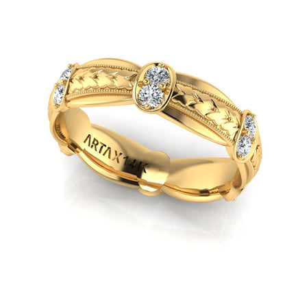 LOUVRE | 14K Hand-Engraved Double-Level Diamond Ring