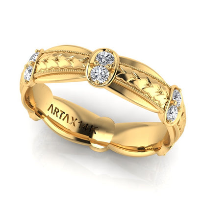 LOUVRE | 14K Hand-Engraved Double-Level Diamond Ring