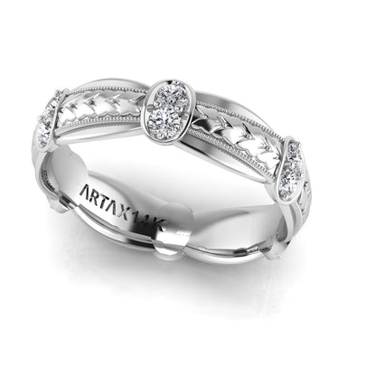 LOUVRE | 14K Hand-Engraved Double-Level Diamond Ring
