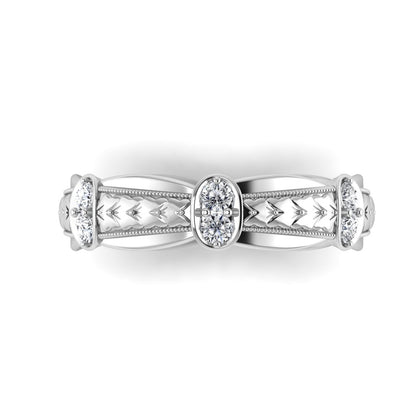 LOUVRE | 14K Hand-Engraved Double-Level Diamond Ring