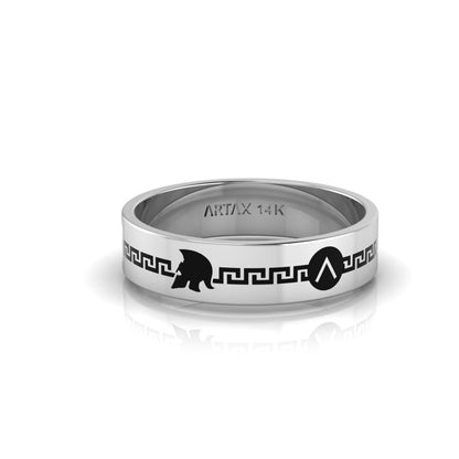SPARTA I 14K Sparta Shield Helmet Wedding Band