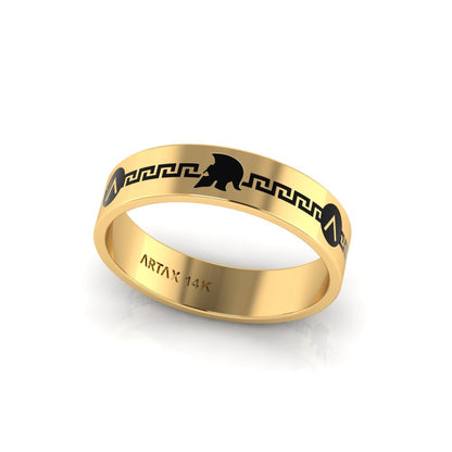 SPARTA I 14K Sparta Shield Helmet Wedding Band
