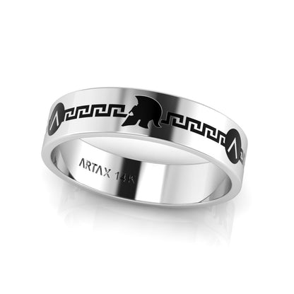 SPARTA I 14K Sparta Shield Helmet Wedding Band