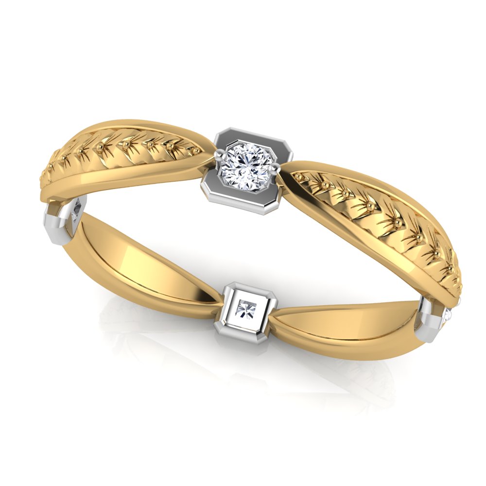 BARCELONA | 14K Hand-engraved Diamond Eternity Wedding Band