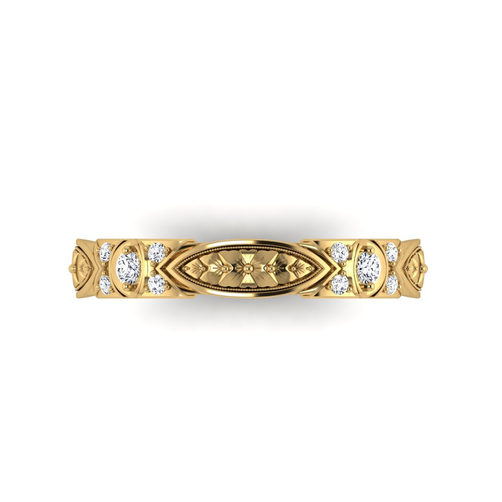 VENEZIA | 14K Hand-Carved Diamond Wedding Ring