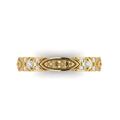 VENEZIA | 14K Hand-Carved Diamond Wedding Ring
