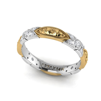 VENEZIA | 14K Hand-Carved Diamond Wedding Ring