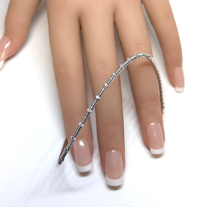 0.20 CT Diamond 14K White Gold Flexible Bracelet, Handmade in Italy