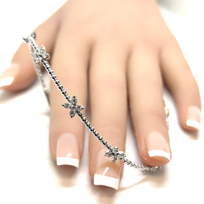 14K White Gold 0.60 Ct Diamond Flexible Dangle Bracelet, Handmade in Italy