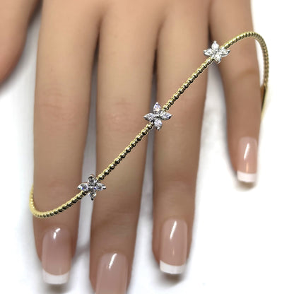 14K Two-Tone 0.35 Ct Diamond Flexible Dangle Bracelet, Handmade in Italy