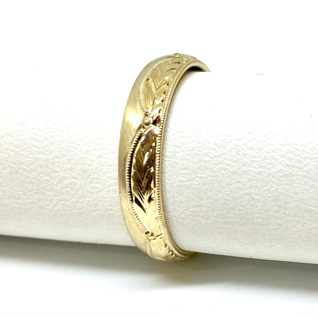 VERONA | Hand-Engraved Curtain Pattern Double-Level Eternity Wedding Ring, Stacking Band