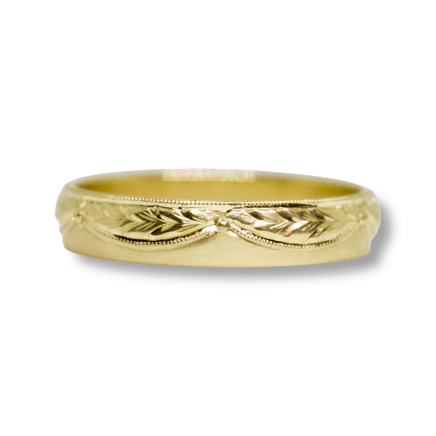 VERONA | Hand-Engraved Curtain Pattern Double-Level Eternity Wedding Ring, Stacking Band