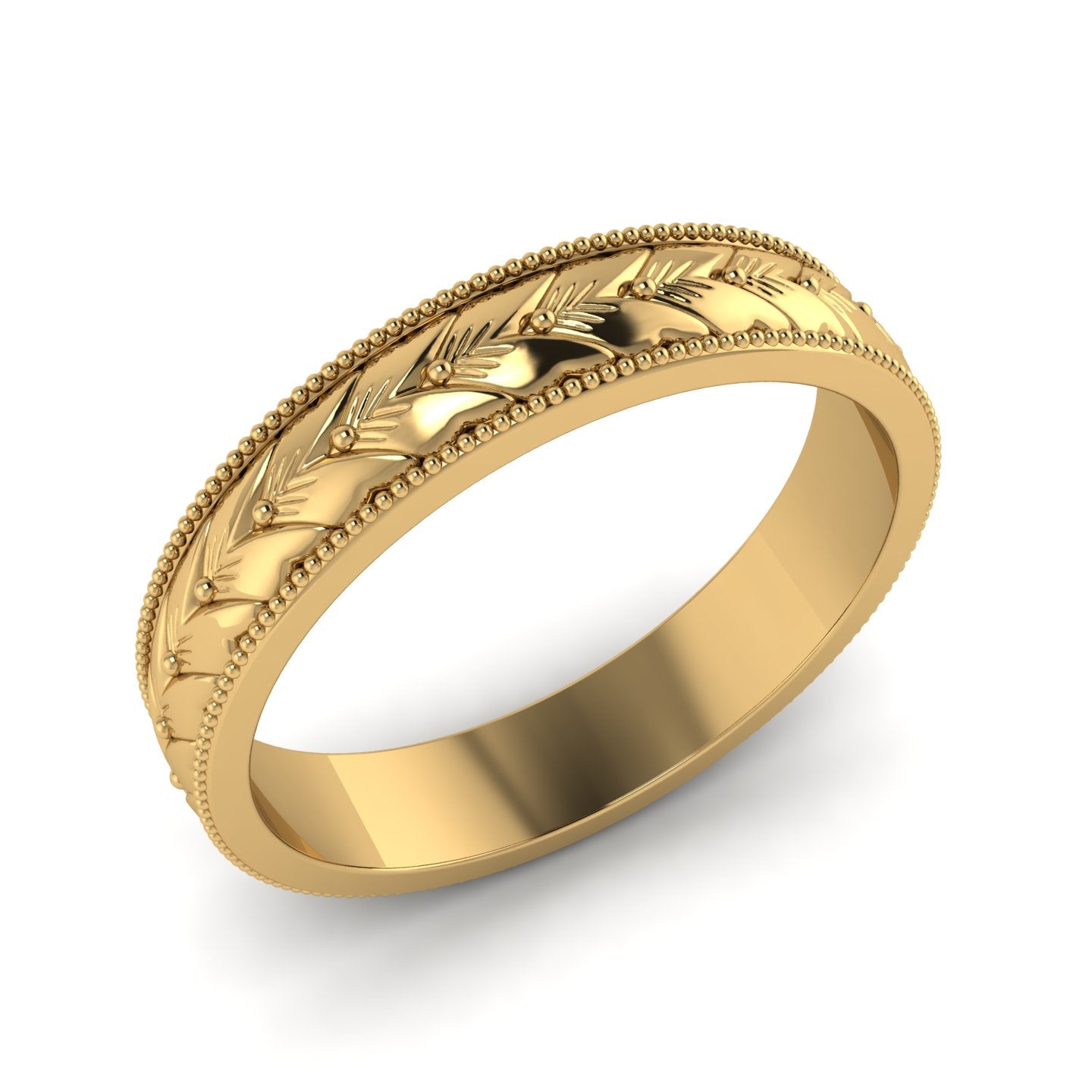 VINTAGE | Antique Style Wheat Pattern Hand-Carved Eternity Wedding Band, Stackable Ring