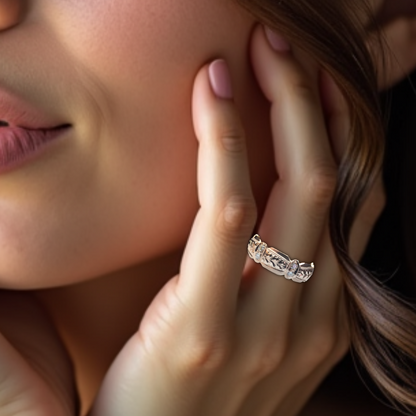 LOUVRE | 14K Hand-Engraved Double-Level Diamond Ring