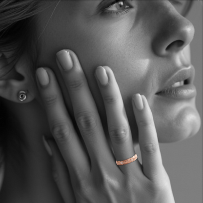 PARIS | 14K Hand-Engraved Pave Diamond Wedding Ring