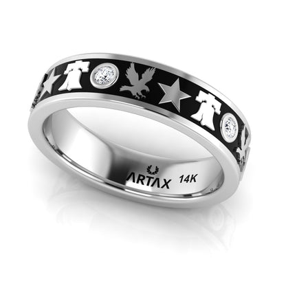 AMERICANA | 14K American Patriot Wedding Band, Index Ring