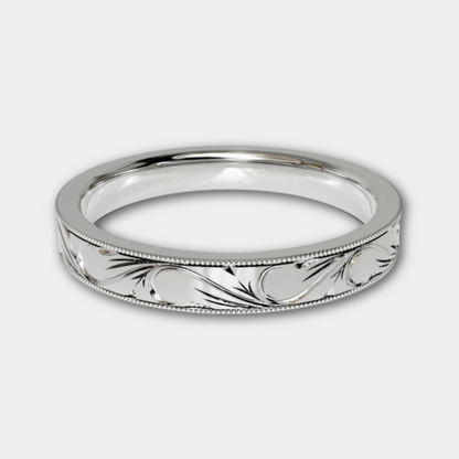 SCROLL | 14K Hand-Carved Eternity Wedding Band