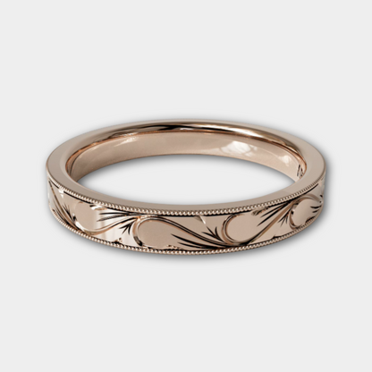 SCROLL | 14K Hand-Carved Eternity Wedding Band