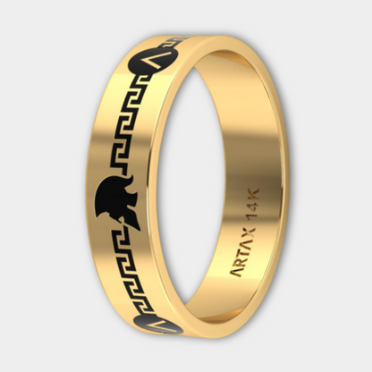 SPARTA I 14K Sparta Shield Helmet Wedding Band