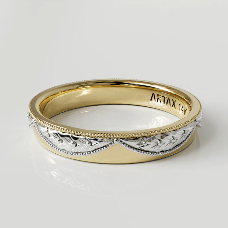 VERONA | 14K Hand-Engraved Double-Level Eternity Wedding Band